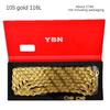 Легкая золотая велосипедная цепь YBN Ya Bang для горных, шоссейных и складных велосипедов (11/12 скоростей)