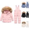 Winter Down Jacket Set for Kids Toddler Boys and Girls , 90% White Duck Down, Warm Windproof Snow Suit with Hood and Pants, 1–6 Years