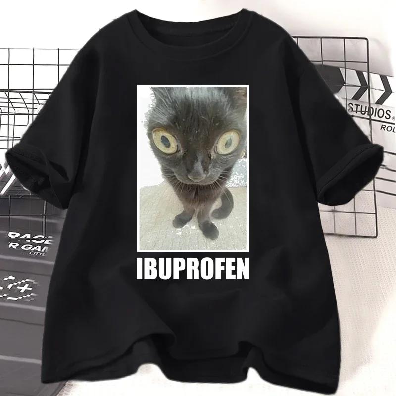 Смешные Коты Ибупрофен Графические Футболки Унисекс Унисекс Хлопковая Футболка Одежда Креативность Короткий Рукав Мода Повседневная Свободные Топы Уличная Одежда