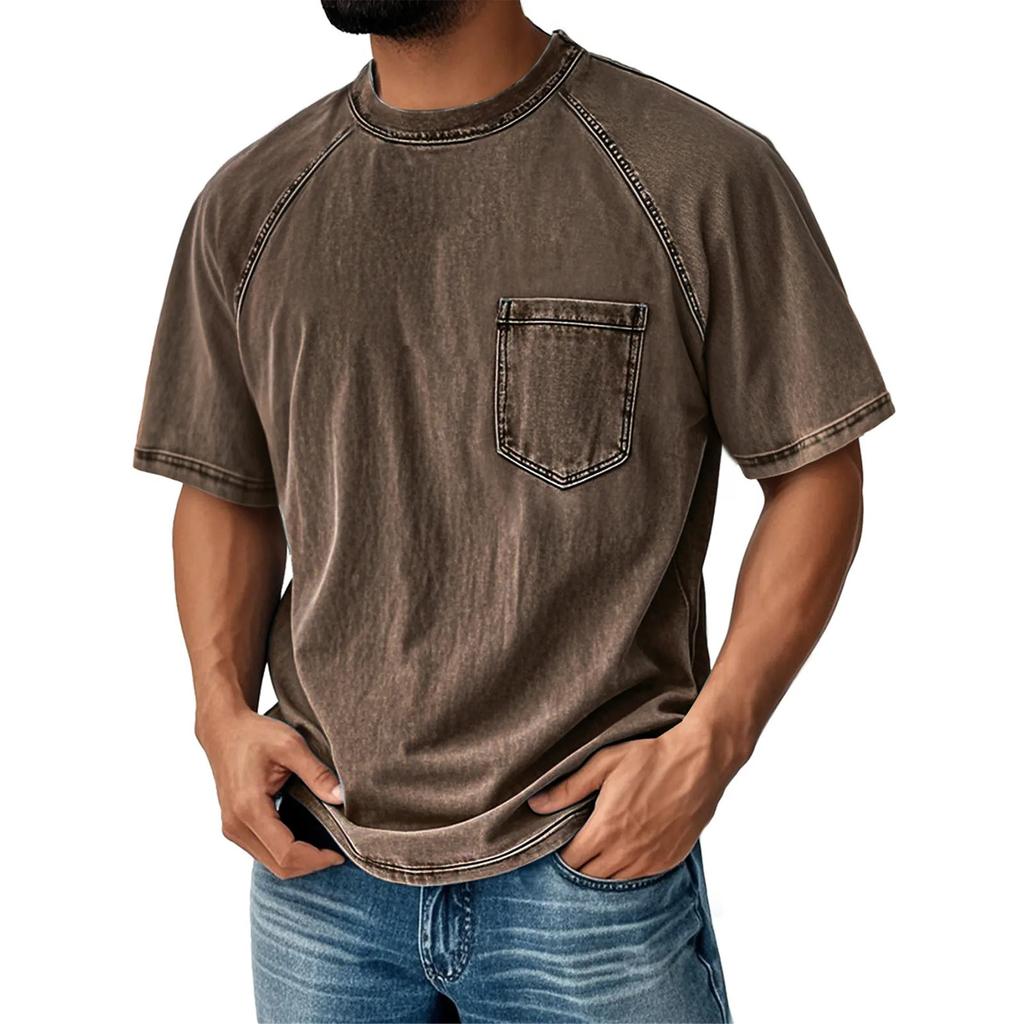 Men'S Fashionable Lapel And Shoulder Length Short Sleeved Casual Top