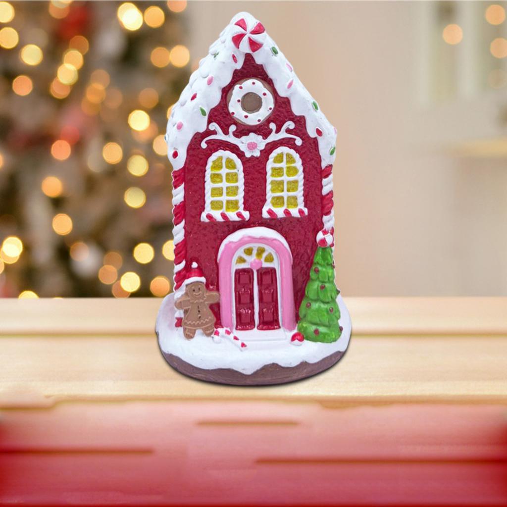 Led Small House LandscapeDecoration, Living Room Table Ornaments, Christmas Creative Resin Ornaments