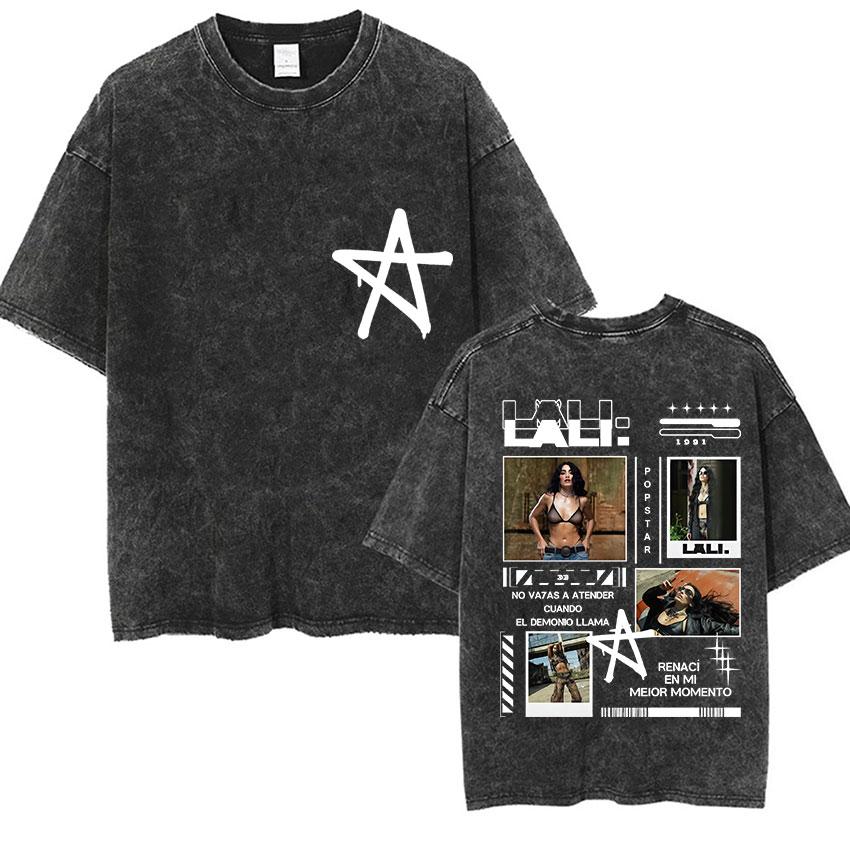 Lali Esposito Estadio Velez Tour  Vintage Washed T Shirts Men Womens Casual Fashion Oversized Tshirt Fans Gift Streetwear