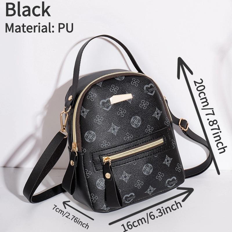 Mini Backpack Women PU Leather Printed Small Backpack 3 Ways Carry Lightweight Casual Daypack for Daily Travel Shopping