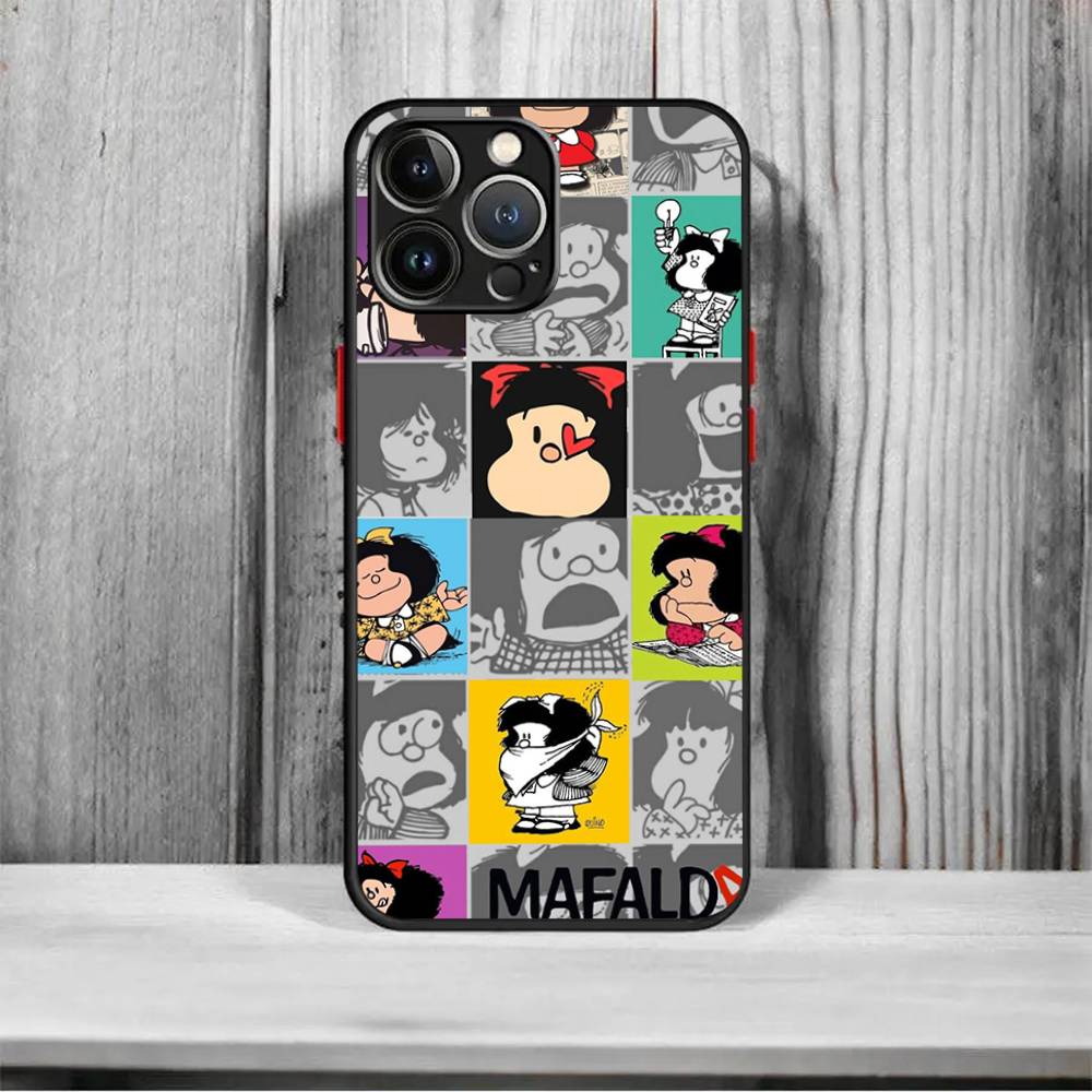 Hot Mafalda Cover For iPhone X XR XS 11 12 13 14 15 16 pro MAX mini Phone Case Matte shockproof