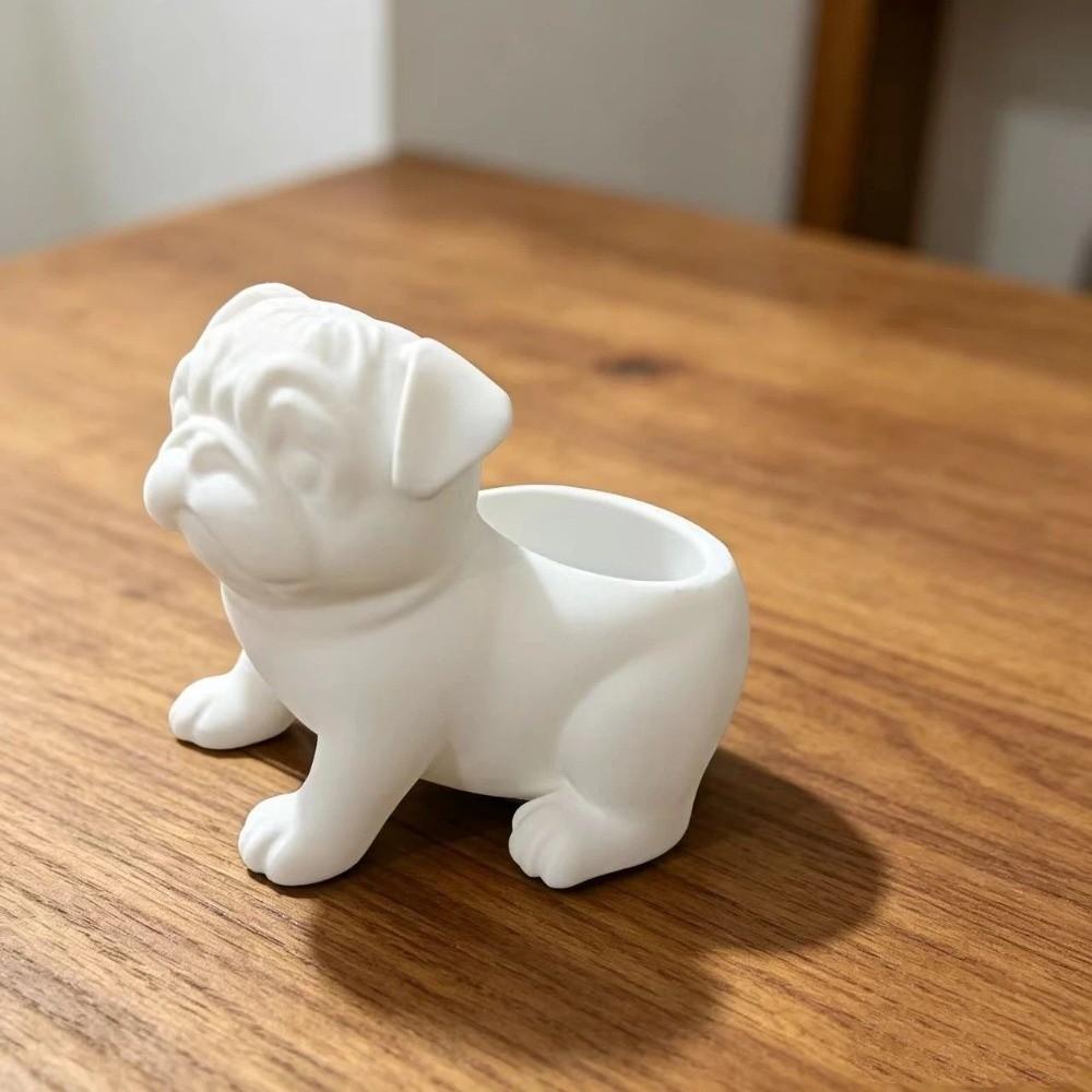Plastic Pug Shaped Planter Pot 3D Printed Dog Succulent Planter Storage Flower Pot  Home Decor