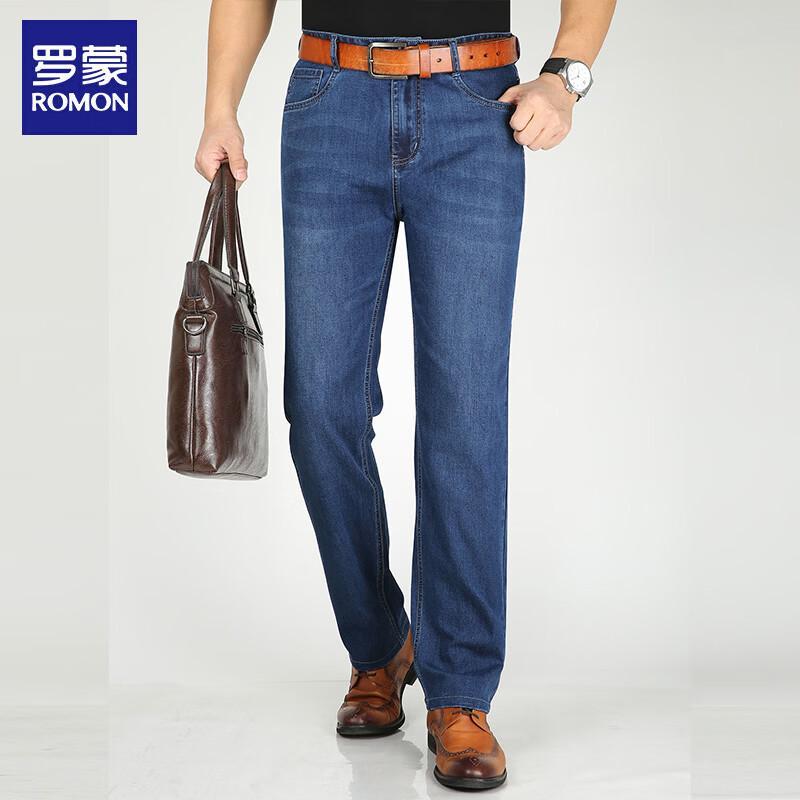 ROMON Мужские эластичные прямые джинсы в стиле business casual