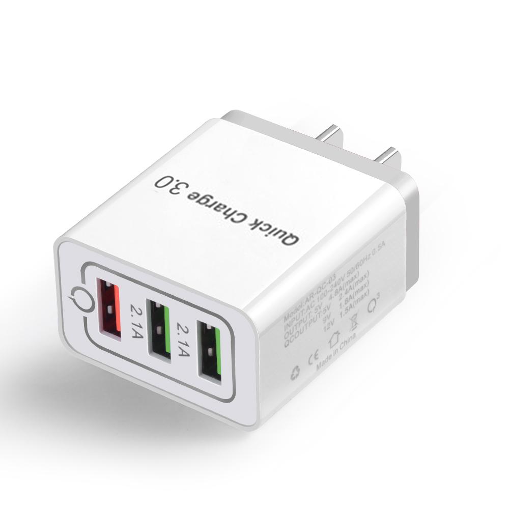 Быстрое 3 USB Зарядное устройство Quick Charge 3.0 Быстрое USB Настенное зарядное устройство Портативное Мобильное зарядное устройство Адаптер QC 3.0 для Xiaomi iPhone X Вилка ЕС США
