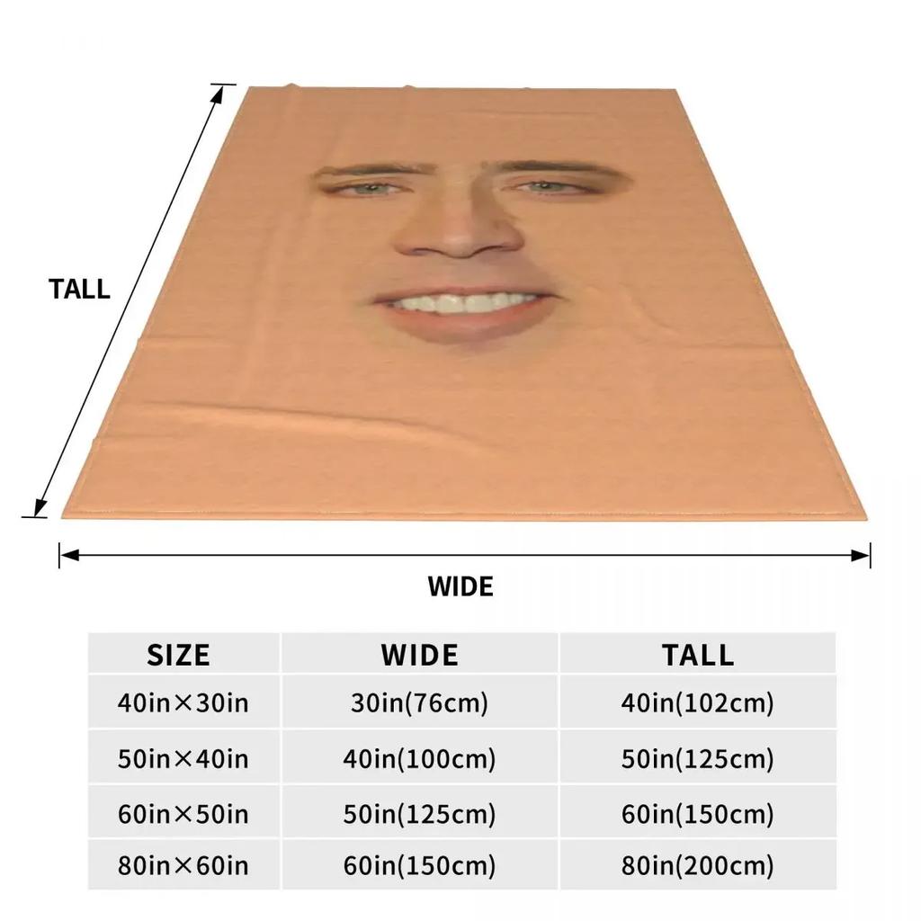 Nicolas Cage Full Face Wool Blanket Novelty Throw Blanket for Home Rug Piece
