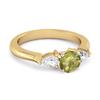 Peridot Three Stone Pear Accent Ring - Sterling Silver Gold Vermeil