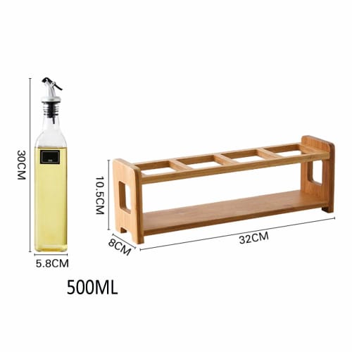 JANSUDY Household Glass Oil Pot/Condiment Bottle with Spice Rack for Oil/Soy Sauce/Vinegar Storage