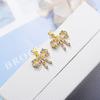 Design Sense Cold Wind Small Lock Fashion Zirconia Sparkling Classic Stud Earrings for Women Dazzling Female Elegant Accessories Timeless Jewelry