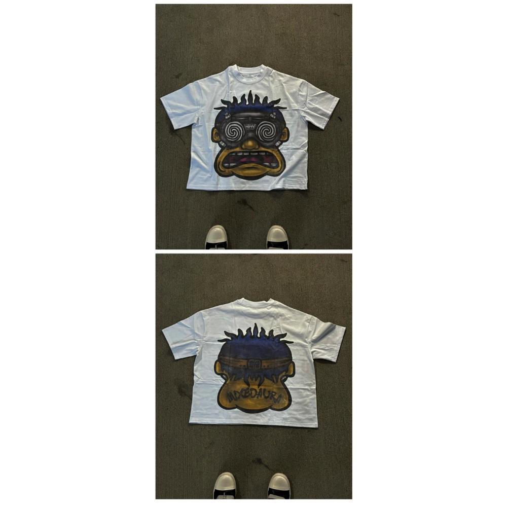 Новая футболка с принтом европейских и американских персонажей из мультфильмов для мужчин Y2k Harajuku повседневная свободная футболка из чистого хлопка с коротким рукавом