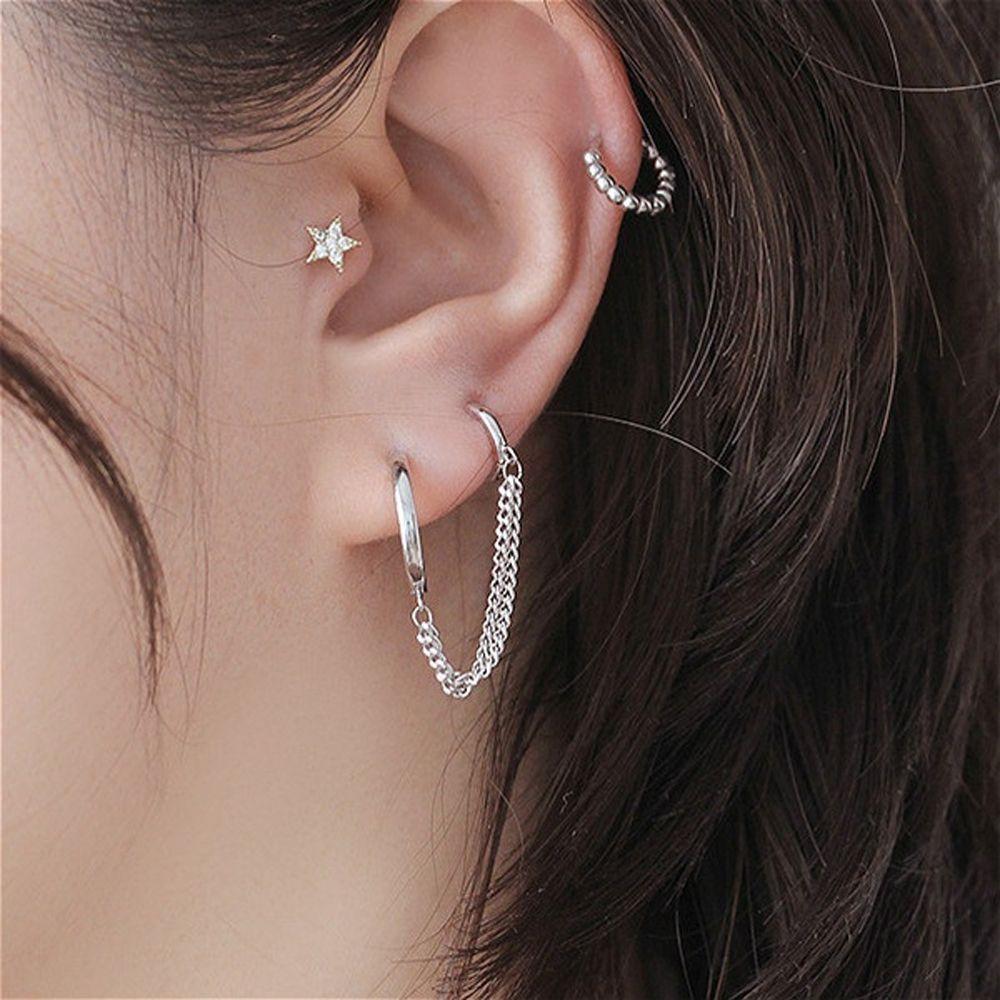 Punk Pendant Gift Metal Women Ear Buckle Ear Hook Korean Style Hoop Earring Tassel Chain Earrings