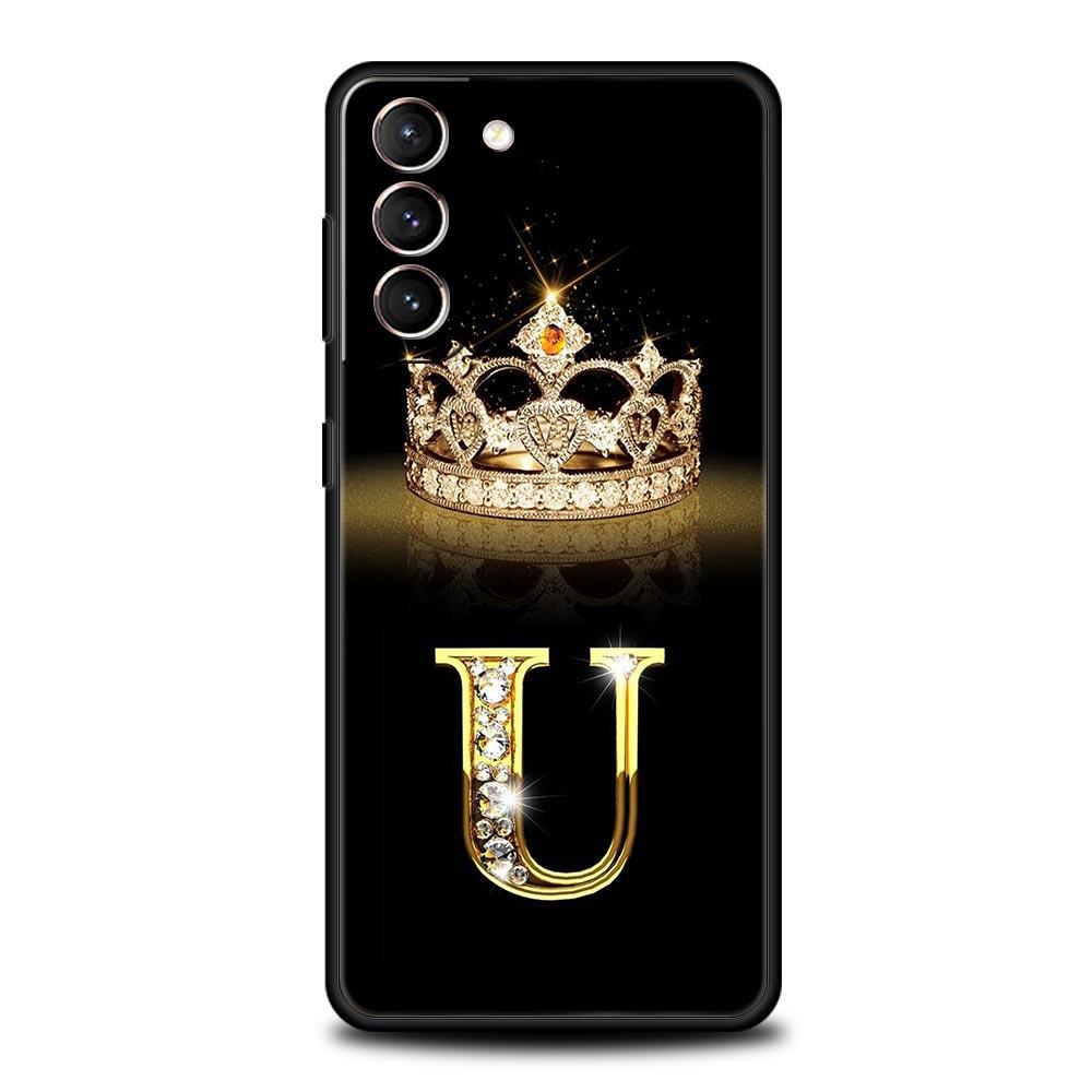 Модный Чехол для Телефона с Алмазной Короной и Буквой А, Мягкий, для Samsung Galaxy S23 S24 S22 S21 S20 FE Ultra 5G S10 S10E S9 S8 Plus