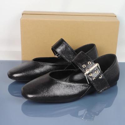 Модные женские туфли Мэри Джейн высокого качества, винтажные, с круглым носком, из мягкой кожи, черные, с декоративным ремешком и пряжкой, балетки для женщин