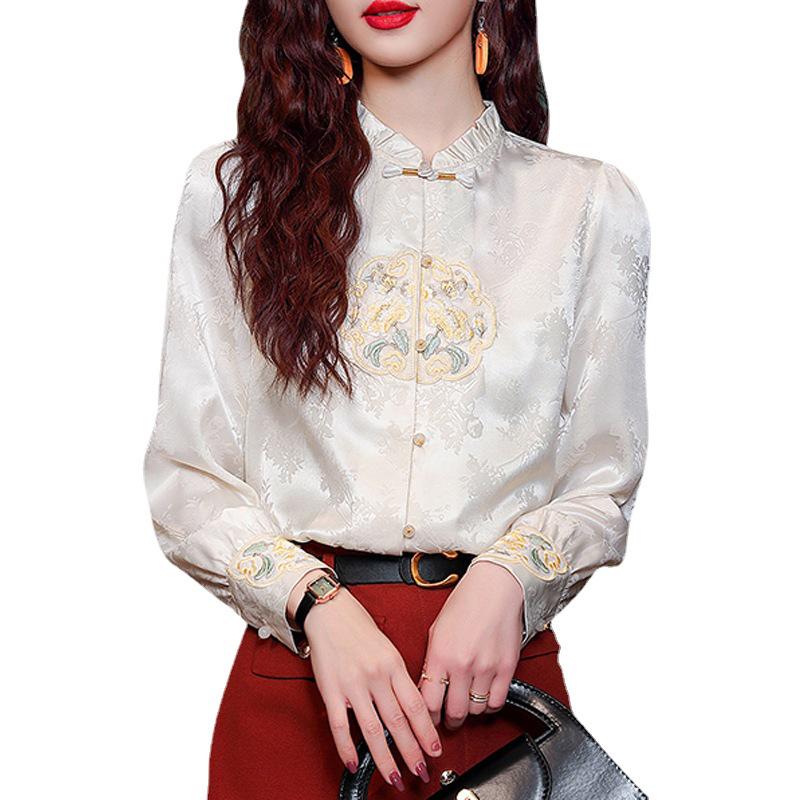 Женская весенняя ретро-вышитая рубашка-чонсам в китайском стиле