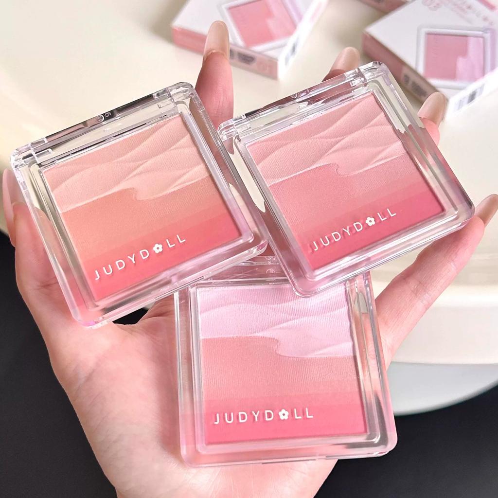 Judydoll Orange Satin Gloss Blush Two-Tone Blush Palette 02 Water Wave Pink Expanding Color Water Glossy Vitality for Women
