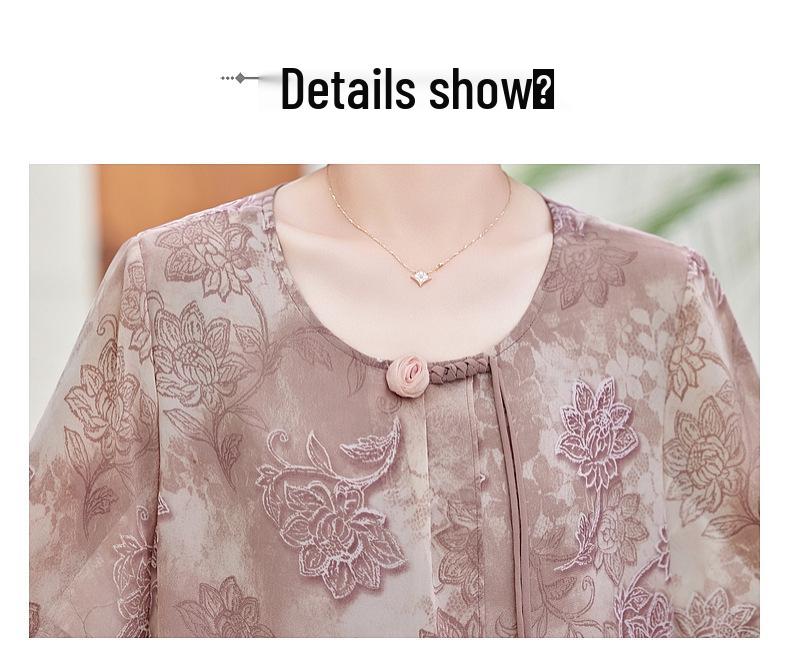 Летний шифоновый комплект из футболки и блузки для женщин среднего и пожилого возраста - Модный комплект-двойка с коротким рукавом