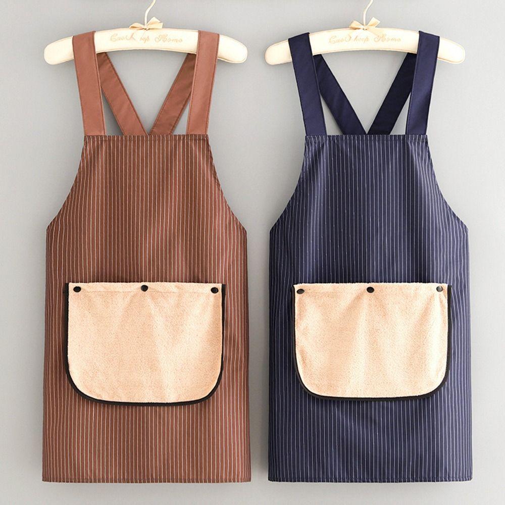 Waterproof Kitchen Apron Sleeveless Cross Back Cooking Baking Bibs with Removable Hand Towel Anti-fouling Restaurant Uniform