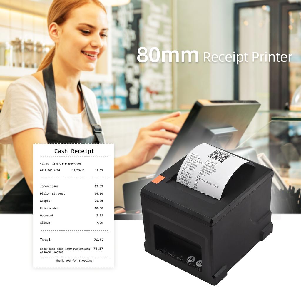Чековый принтер USB + LAN, 80 мм, POS-принтер с автоматическим резаком, прямая термопечать на рабочем столе