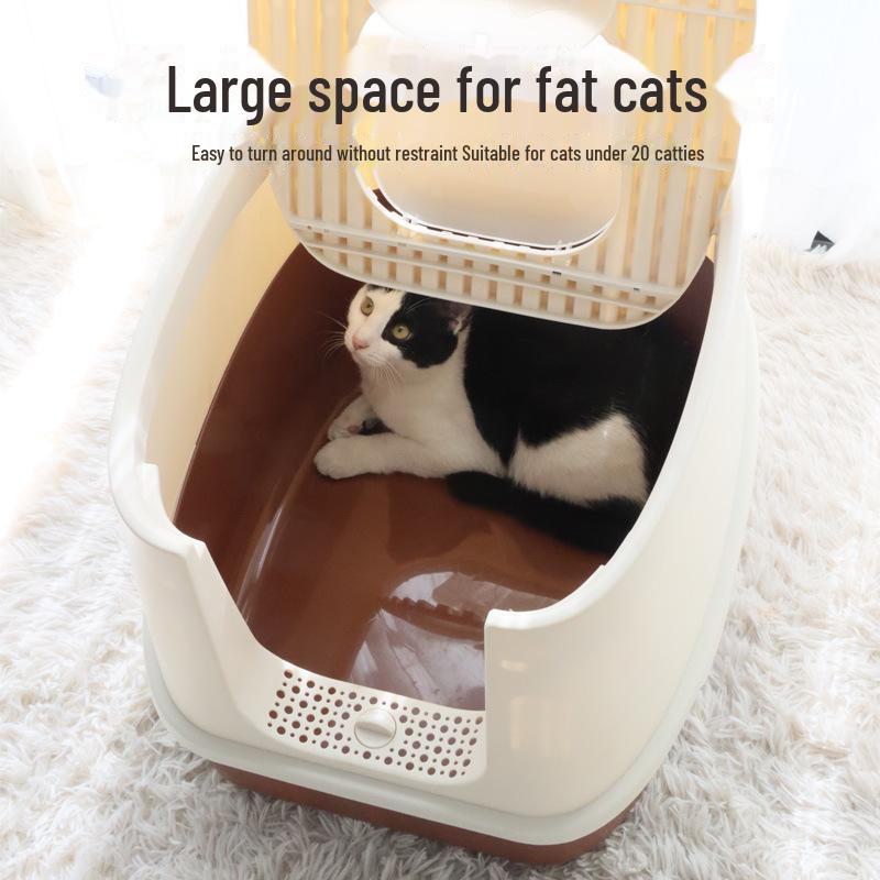 Закрытый лоток для кошачьего туалета увеличенного размера, с защитой от брызг, с верхним входом и выходом, с защитой от выноса, с дезодорантом.