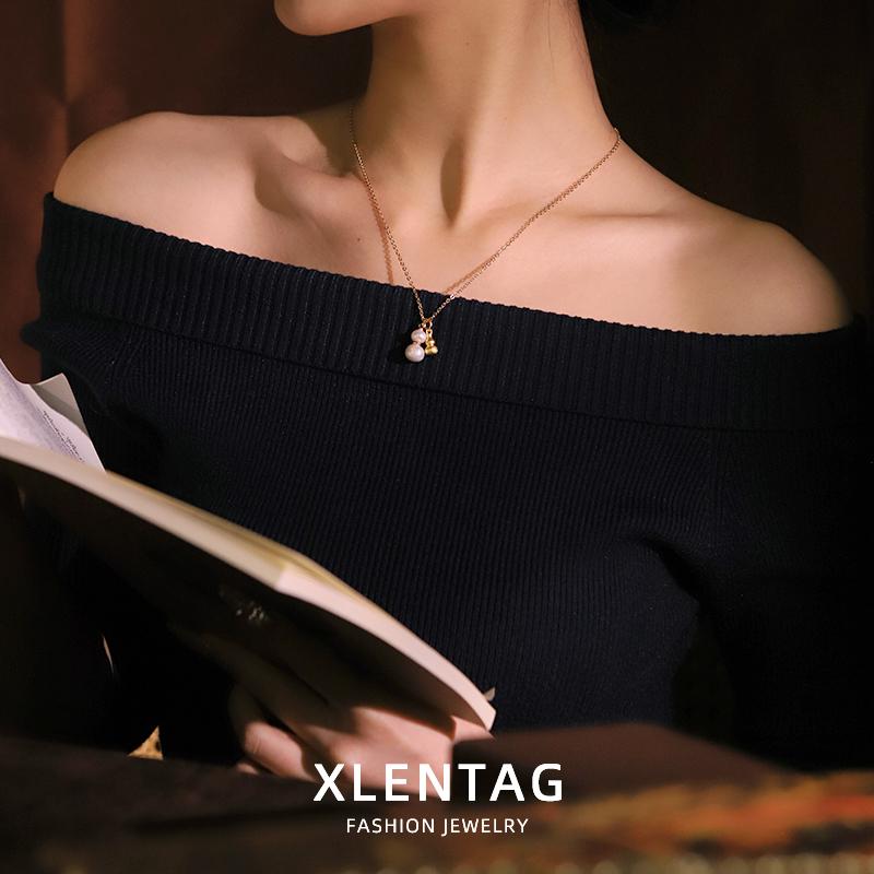 Natural Freshwater Pearl Gourd Pendant Necklace for Women Daily Wear Pearl Calabash Pendant Choker New Chinese Style Jewelry