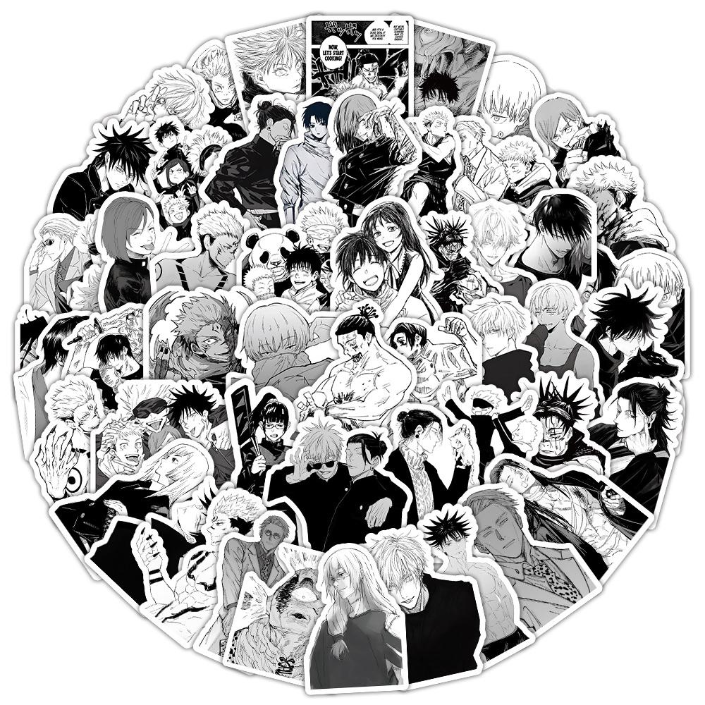 10/30/50/100 шт. Наклейки Аниме Jujutsu Kaisen Мультяшные Наклейки DIY Для Телефона Ноутбука Чемодана Крутые Черно-белые Манга Наклейки Упаковка