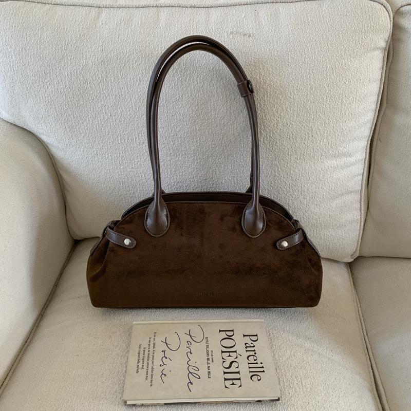 Нишевая мода ретро замшевая сумка-ракушка женская новая сумка на плечо под мышку повседневная для работы портативная сумка-багет