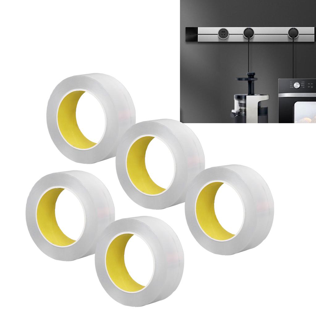 Double Sided Mounting Tape, 5 Rolls X 16.4 Feet, Strong Waterproof Tape for Hanging Pictures, Wall Decorations, Carpets, with High Quality Acrylic Mat