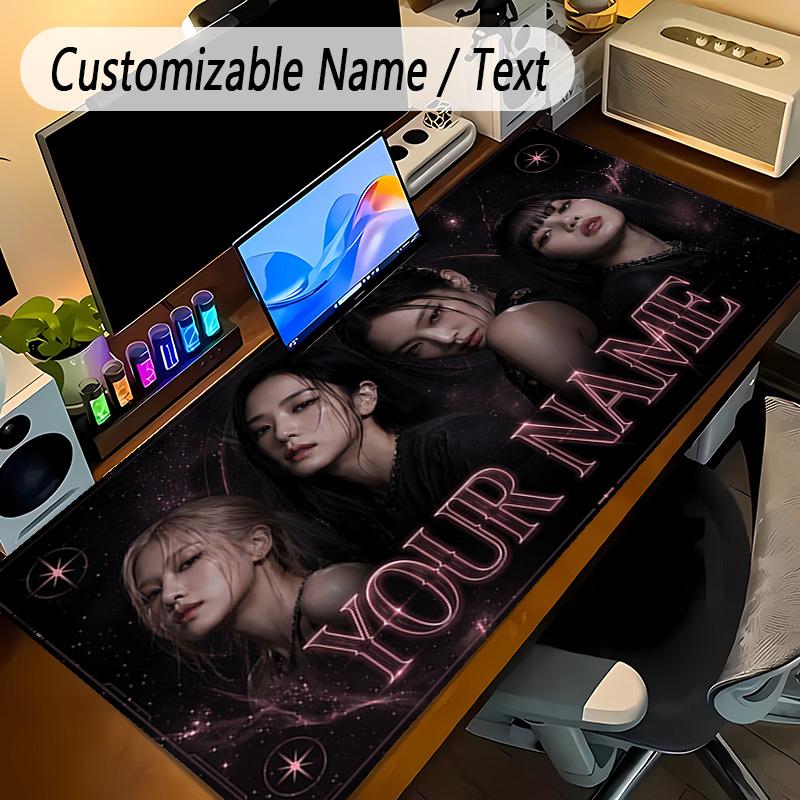 Large Mouse PadBLACKPINK Custom Name Text Personalized Desk Mat Non Slip Gaming Pad