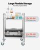 Stainless Steel Cart, 2-Tier Rolling Lab Utility Cart with Lockable Wheels, Medical Serving Trolley Clinic Tray, Heavy Duty Mobile Service Storage