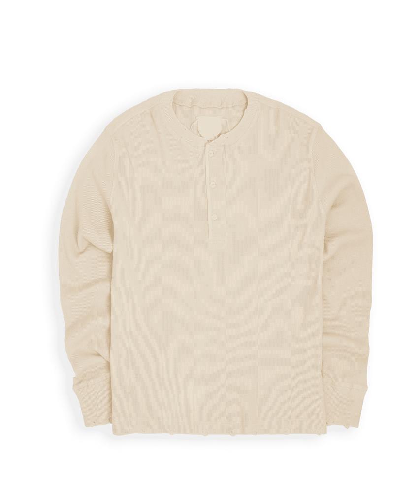 TUEWID Tuewid Classic Waffle Knit Henley Longsleeve T-Shirt