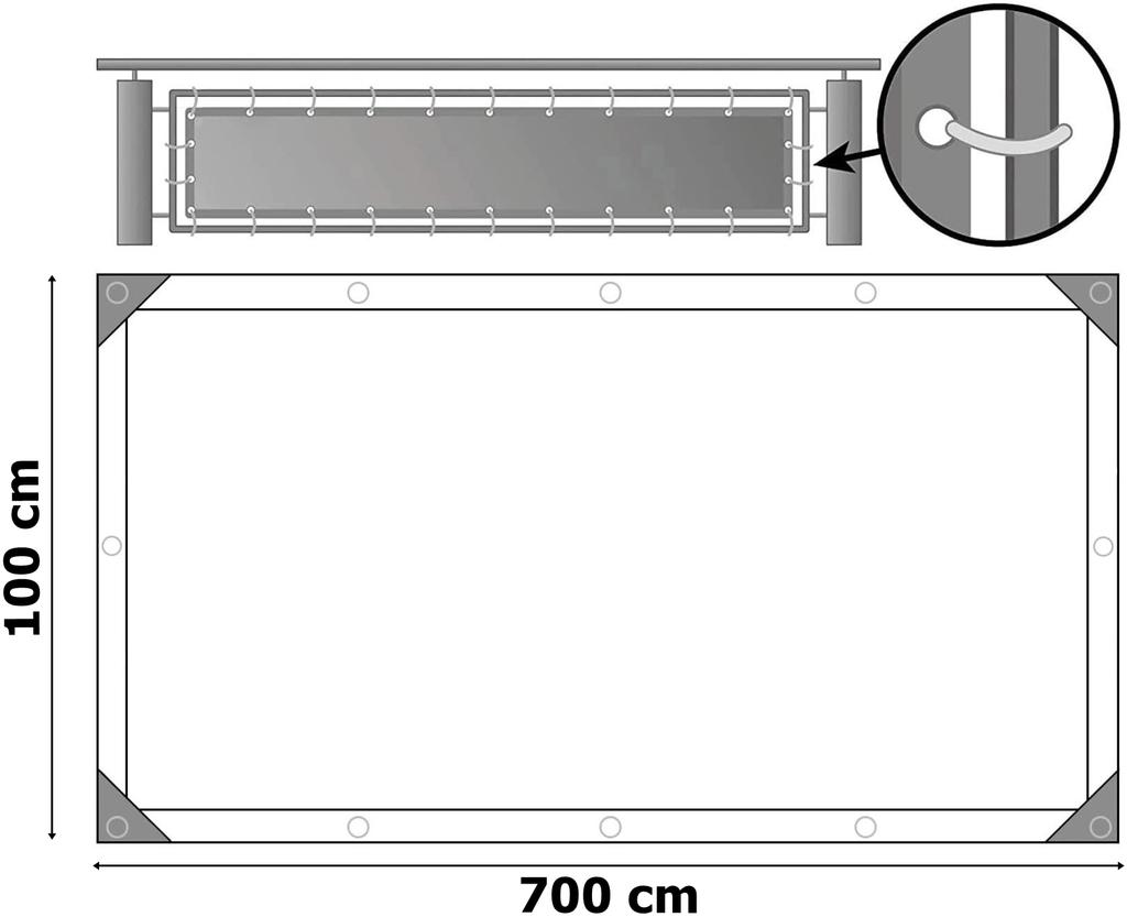 Balcony mat cover gray 1x7