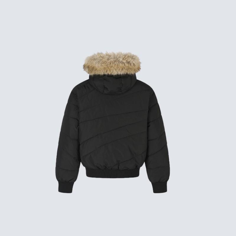 Winter Thick Quilted Hooded Puffer Jacket With Fur Trim Unisex Casual Coat Daily Wear