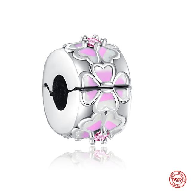 Новый розовый кулон в форме бабочки с цветком, подвеска из бисера, модный оригинальный браслет из стерлингового серебра 925 пробы для женщин, ювелирные изделия своими руками, подарок