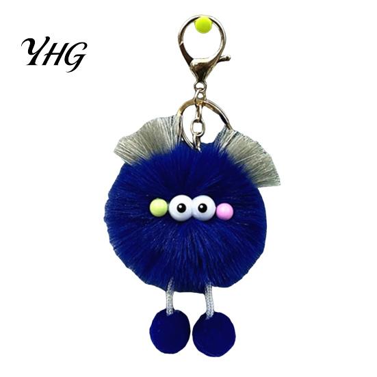 Girls Backpack Charms Cartoon Plush Ball Keychain, Fluffy Pompom Keychain with Metal Clasp, Backpacks Handbags Keys Decorative Pendant for Men Women