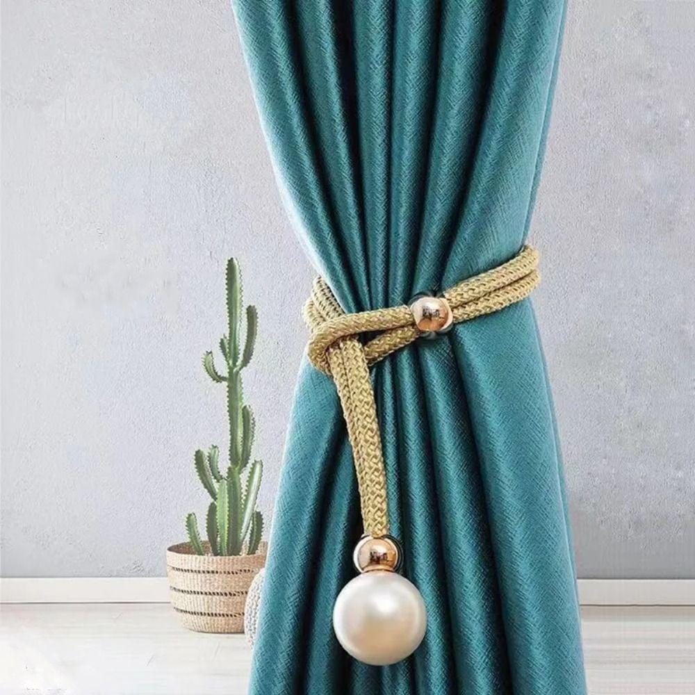 Adjustable Pearl Curtain Tieback High Quality Curtains Tie Rope Pearl Curtain Buckle Decoration