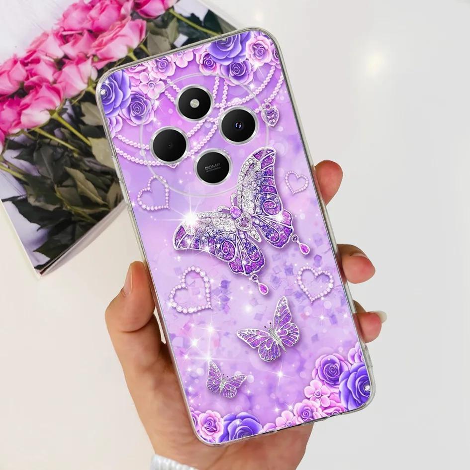 Чехол для Xiaomi Poco C75 2024 Новый Стильный Цветок Мягкий Прозрачный Силиконовый Чехол для Телефона Для Xiaomi Poco C75 4G C 75 PocoC75 Coque