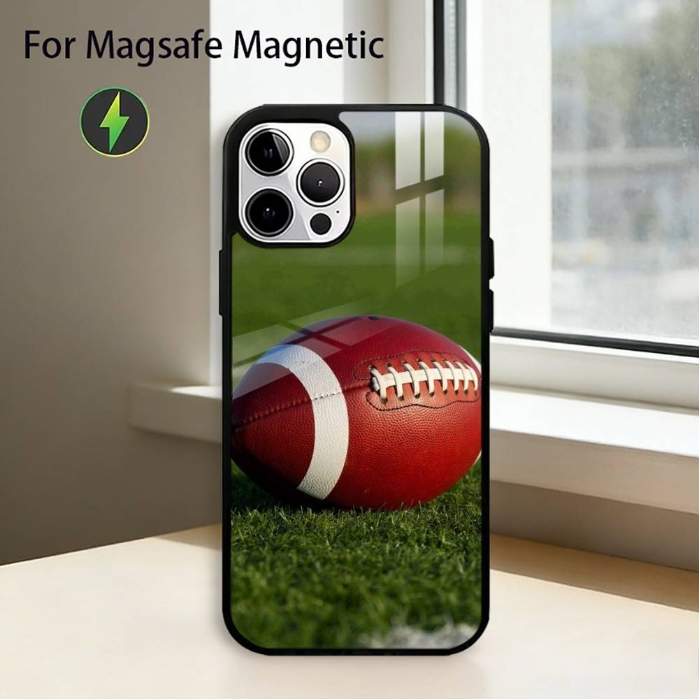 American Football Sport Phone Case For iPhone17,16,15,14,13,12,11 Plus,Pro Magnetic with Magsafe Wireless Charging