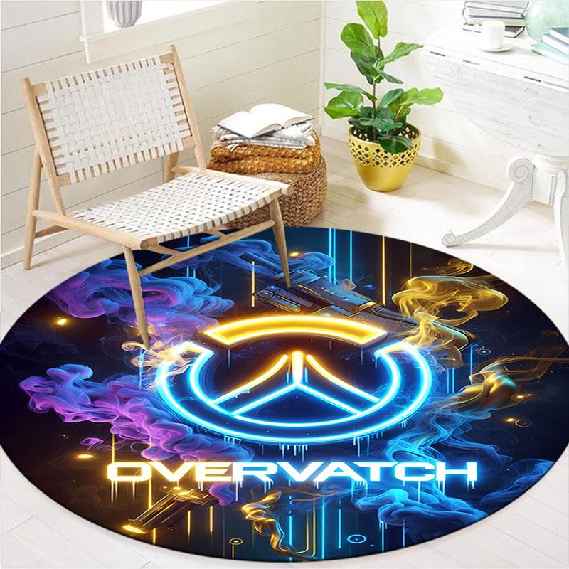 Круглый ковер Overwatch, Ковер для гостиной, спальни, дивана, игровой комнаты, Декор, Нескользящий коврик для пола