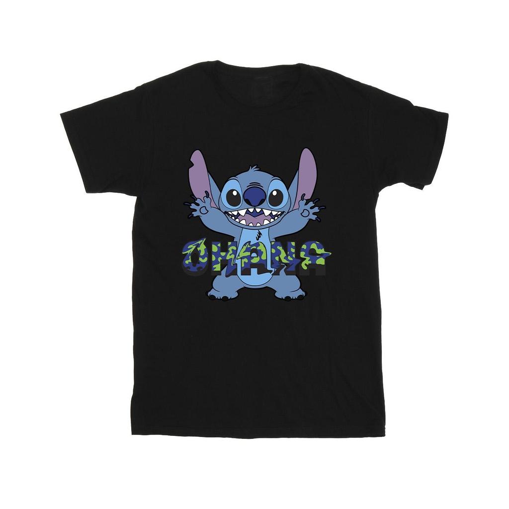 Disney Mens Lilo And Stitch Ohana Blue Glitch T-Shirt