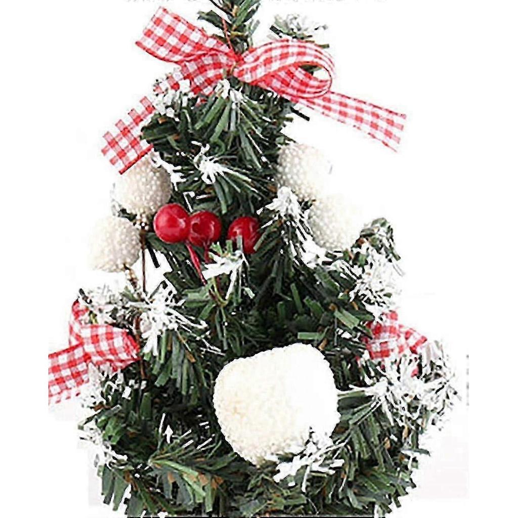 Mini Artificial Christmas Tree - Table Top Small Christmas Tree with Ornaments, Red, Size: 20cm 25-26