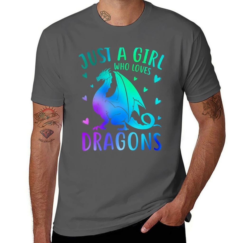 Cute Just A Girl Who Loves Dragons Women and Girls T-Shirt man t shirt luxury T-Shirt