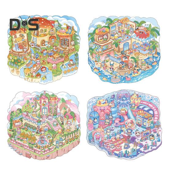 4 шт. DIY 3D наклейки для сцен, мультяшные кошки, наклейки для досуга для взрослых, подростков и детей, создайте свои собственные наклейки для сцен для снятия стресса