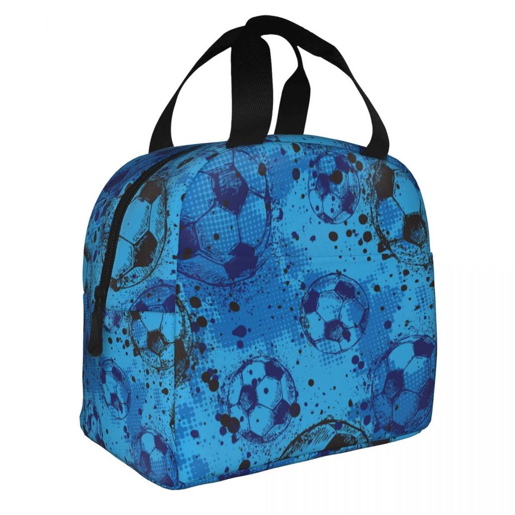 Cartoon Soccer Ball Football Insulated Lunch Bags Large Meal Container Thermal Bag Lunch Box Tote College Travel Food Handbags