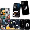 Для Apple iPhone 16 15 14 Plus 13 12 Mini 17 Pro Max + 16E Air 16+ ProMax Чехол для телефона Луна Звезды Небо Астронавт Кошка Ракета