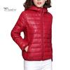 Women Cold Weather Coat Fall Winter Padded Hooded Thick Long Sleeve Warm Solid Color Soft And Outerwear Smooth Slim Fit Zipper Closure Pockets