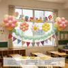 Children's Day Classroom Decorations: Blackboard, Flowers, Balloons, Flag Banners for Kindergarten Atmosphere and Photo Setup
