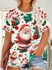 Women'S Christmas T-Shirt Santa Claus Candy Canes & Presents Print Women's Short -Sleeved Tops Christmas Party Attire Y2k Clothe