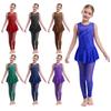 Girls Gymnastics Jumpsuit Shiny Rhinestones Sleeveless Keyhole Back Full Length Skirted Bodysuit